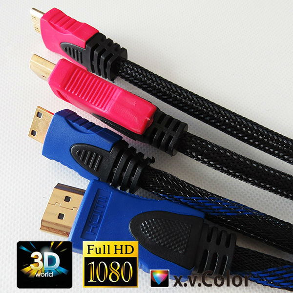 Certificated cable/cabo/cavo,kable Mini HDMI to HDMI with braid support HDMI 1.4 Version