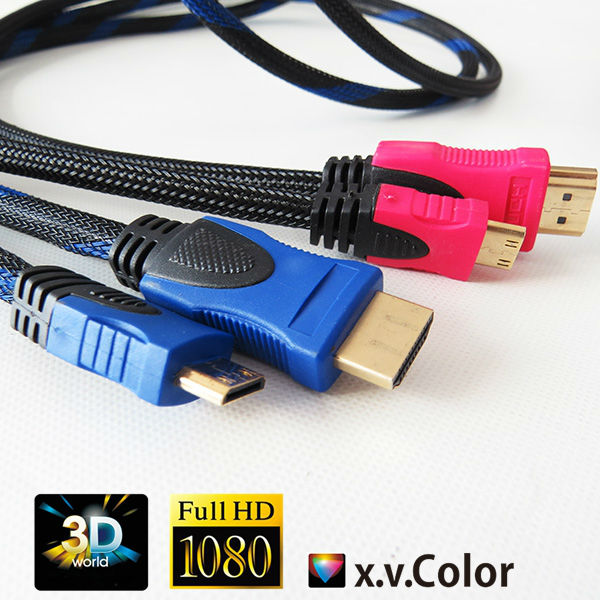 Certificated cable/cabo/cavo,kable Mini HDMI to HDMI with braid support HDMI 1.4 Version