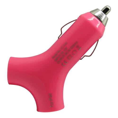 Y shape style Dual USB 2port Car Charger Adapter for The New iPad 3 2 iPhone 5 Pink