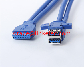 China Panel Mount Super speed USB3.0 double AF port to 20pin cable supplier