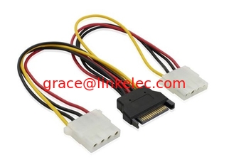 China 12inch SATA Splitter cable 15pin Male to Dual 4pin molex cable supplier