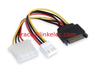 China 12inch SATA 15pin Male to 4pin Molex and 4pin Power Cable supplier