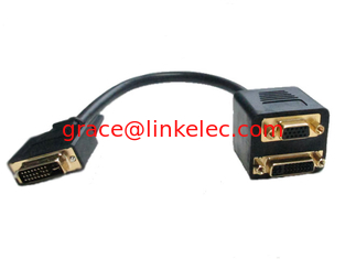 China DVI male to DVI and VGA female adapter cable,DVI(24+1) Twins cable supplier