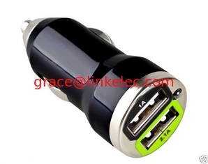 China Bullet type MINI Dual USB 2Port Car Charger for iPhone 5S 5 4S 4 IPODS Galaxy S4 3 NOTE 3 supplier