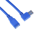 30CM 1FT USB 3.0 A Male Plug to A Female Right Angle Jack Extension Cable Cord