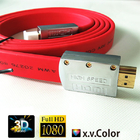 2016P Flat HDMI Cable with metal shell 24k gold Plated connector with red and purple