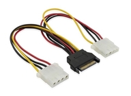 12inch SATA Splitter cable 15pin Male to Dual 4pin molex cable