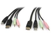 6ft 4in1 USB DisplayPort KVM Switch Cable w/ Audio & Microphone