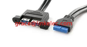 China Internal USB Motherboard Connection 2 Port USB 3.0 Female to 20 Pin Baffle Cable  0.5M supplier