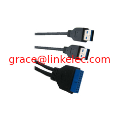 China USB 3.0 cable 20P M-2AM usb 3.0 data link cable with 20P M/2*AM supplier