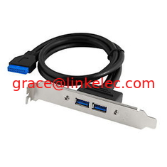 China USB 3.0 Back Panel Expansion Bracket to 20-Pin Header Cable (2-Port) supplier