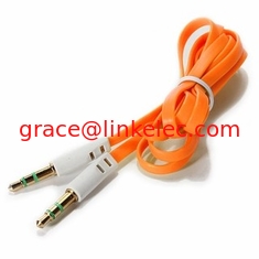 China 3 Foot Orange Flat 3.5mm Auxiliary Audio Connector Cable supplier