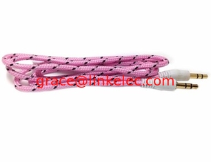 China Fabric braided wire Car aux cable 3.5mm male to 3.5mm male supplier