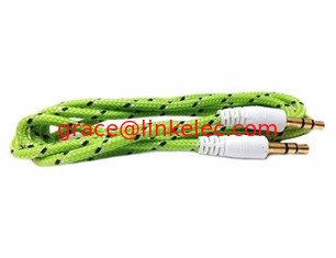 China Multi colors Textile braided 3.5mm AUX audio cable supplier