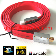 China RED HDMI Flat Cable with Gold Plated Zinc Alloy Connector, Supports 3D/Ethernet supplier