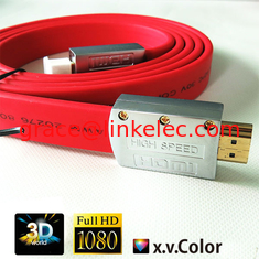 China 2016P Flat HDMI Cable with metal shell 24k gold Plated connector with red and purple supplier