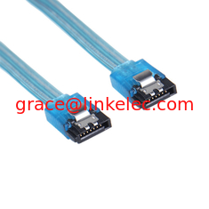 China Factory Wholesale 7pin SATA Cable female to female with Clip Transparent Blue supplier
