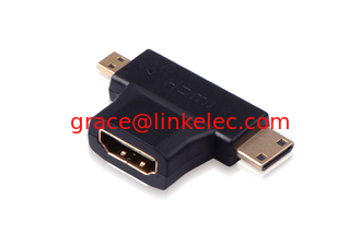 China HDMI F to MINI M+MICRO M Gold Plated Adapter (Black) support 3D supplier