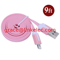China Dual Color Noodle USB Cable Sync Flat Data Charger Cable for iPhone 2G3G4G4S iPad pink supplier