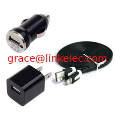 China USB Home AC Wall charger+Car Charger+8 Pin Sync USB Cord for iPhone 5 5S 5C 5G Black supplier