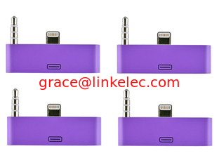 China colorful 30pin to 8 Pin AUDIO ADAPTERS converter for iPhone 5 5s 5c Itouch Nano 7 Purple supplier