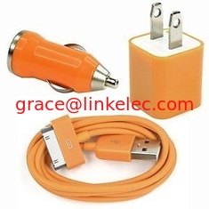 China USB AC Wall Charger and Car Charger+Data Cable for Apple iPod Touch or iPhone4 4S 4G Orang supplier