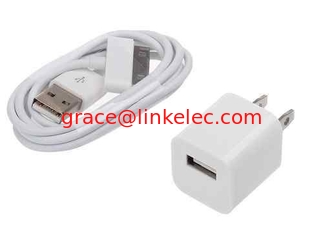 China AC Wall Charger Adapter with iphone 4 Data Sync Cable for G 4S 3GS 3G iPod Touch white supplier