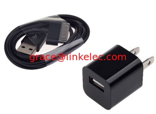 China AC Wall Charger Adapter with iphone 4 Data Sync Cable for G 4S 3GS 3G iPod Touch black supplier