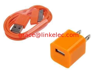 China AC Wall Charger Adapter with iphone 4 Data Sync Cable for G 4S 3GS 3G iPod Touch orange supplier