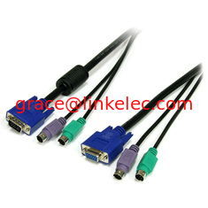 China 6 ft 3 in 1 PS/2 KVM Cable with high quality supplier