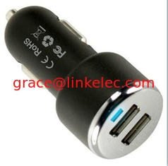 China 5V 2.1A Dual USB car Charger For iPhone 5 iPhone 4S 4 Black hot selling supplier