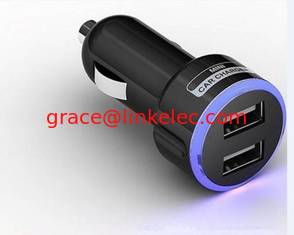China 5V2.1ANew Mini Dual USB Car Power Quick Charger Charging Auto Adapter Blue LED Light Black supplier