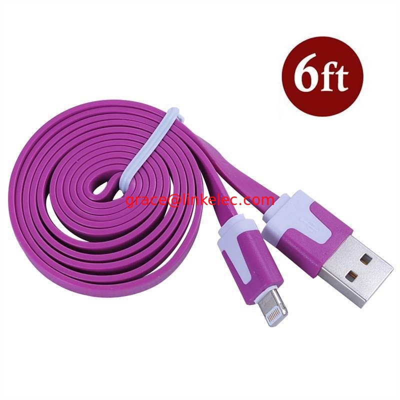 Cable Ios Color Cable Dual Color Noodle USB Cable Sync Flat Data Charger Cable for iPhone ...