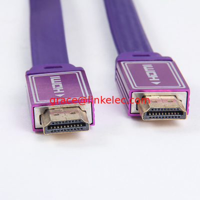 Flat HDMI cable with Various Kinds of Nylon Braid Shielding black color supplier