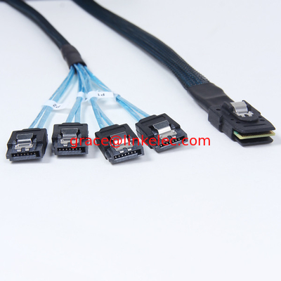 Mini SAS 36p to 4 SATA 7P in blue Internal SATA Cable ,sata with latch supplier