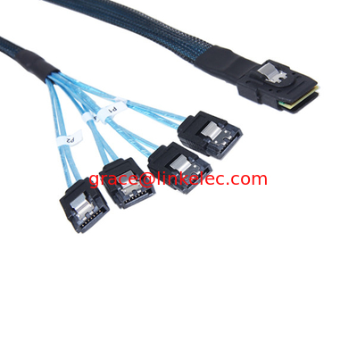 Mini SAS 36p to 4 SATA 7P in blue Internal SATA Cable ,sata with latch supplier