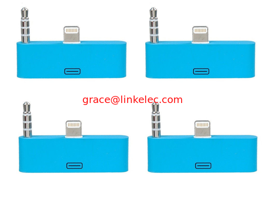 colorful 30pin to 8 Pin AUDIO ADAPTERS converter for iPhone 5 5s 5c Itouch Nano 7 Blue supplier