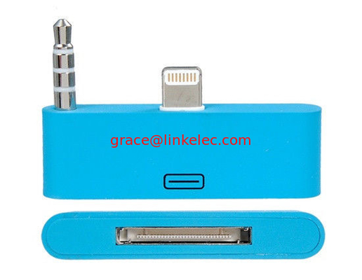 colorful 30pin to 8 Pin AUDIO ADAPTERS converter for iPhone 5 5s 5c Itouch Nano 7 Blue supplier