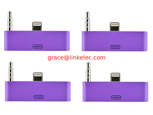 colorful 30pin to 8 Pin AUDIO ADAPTERS converter for iPhone 5 5s 5c Itouch Nano 7 Purple supplier