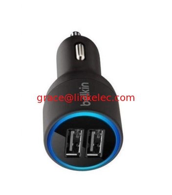  2port USB Car Charger mini Car Charger 2.1 A 10W Blu-ray USB Charger Black supplier