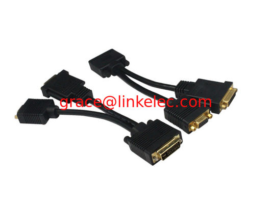 DVI male Y cable to DVI male and VGA female adapter cable,DVI(24+1) Y cable