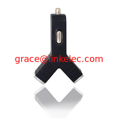 Cigarette lighter socket car charger stylish YShape style charger3.1A dual USB2port Black